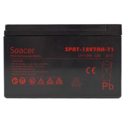 ACUMULATOR UPS SPACER 12V /  7Ah, dimensiuni: 151x66x96mm, inaltime+terminal: 102mm, terminal F1(T1), pt. sisteme de securitate, 