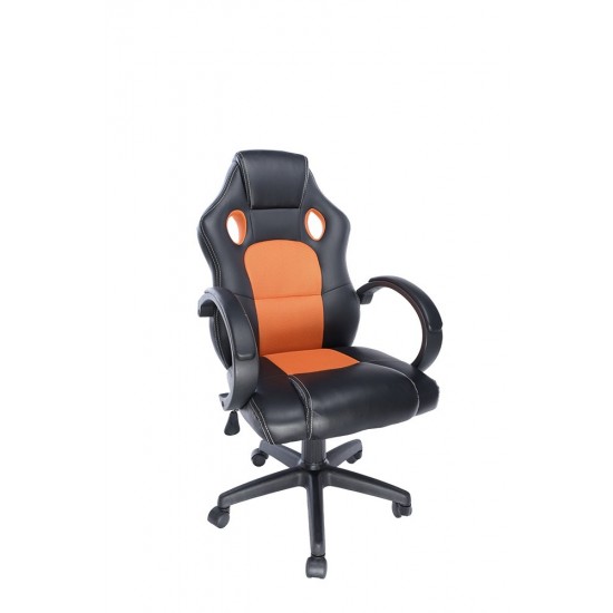SCAUN GAMING SPACER imitatie piele & material textil, black & orange, greutate max. 120kg, dimensiuni 59*70*106~114cm 