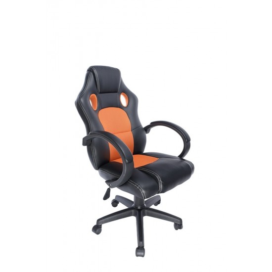 SCAUN GAMING SPACER imitatie piele & material textil, black & orange, greutate max. 120kg, dimensiuni 59*70*106~114cm 