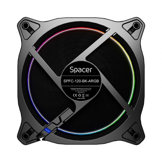 VENTILATOR SPACER PC 120x120x25 mm ARGB light diferite setari ale jocului de culori, posibilitate conectare fan hub, Hydraulic Bearing, conector 3/4-pin, black, 
