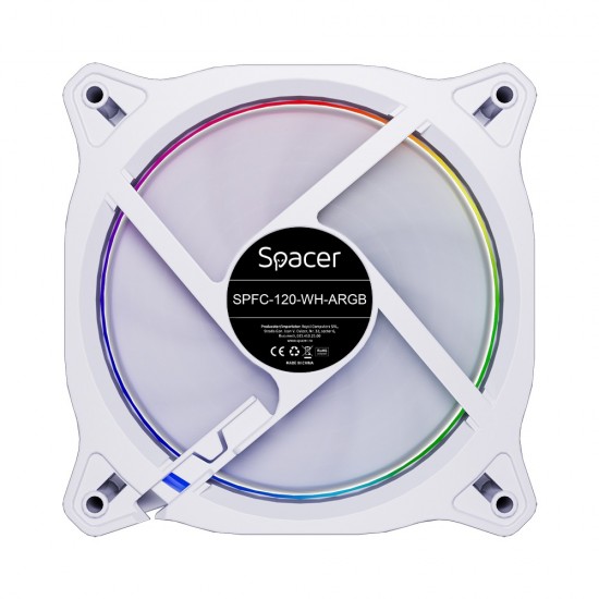 VENTILATOR SPACER PC 120x120x25 mm ARGB light diferite setari ale jocului de culori, posibilitate conectare fan hub, Hydraulic Bearing, conector 3/4-pin, white, 