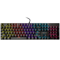 TASTATURA mecanica SPACER USB GLADIATOR, switch-uri mecanice rosii, 104 taste, anti-ghosting 26 taste, iluminare RGB , black, 