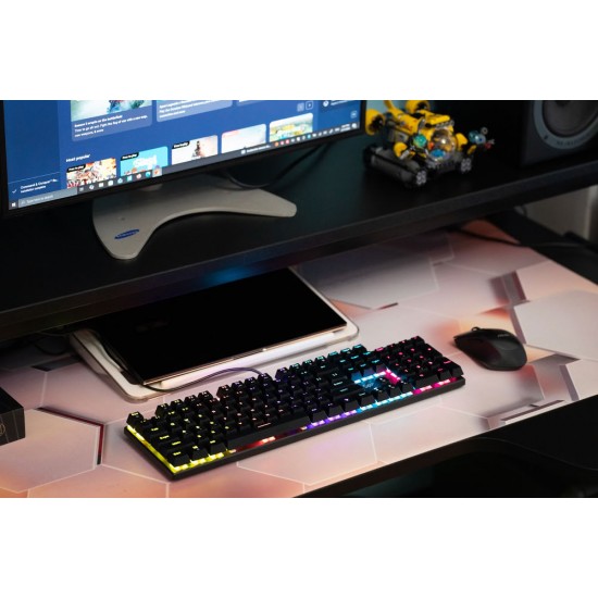 TASTATURA mecanica SPACER USB GLADIATOR, switch-uri mecanice rosii, 104 taste, anti-ghosting 26 taste, iluminare RGB , black, 