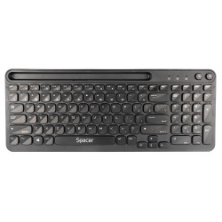 TASTATURA wireless SPACER, 102 taste, low profile keycap, suport telefon, 1 baterie AAA inclusa, neagra, TASTATURA wireless SPACER, 102 taste, low profile keycap, suport telefon, 1 baterie AAA inclusa, neagra,