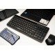 TASTATURA wireless SPACER, 102 taste, low profile keycap, suport telefon, 1 baterie AAA inclusa, neagra, 