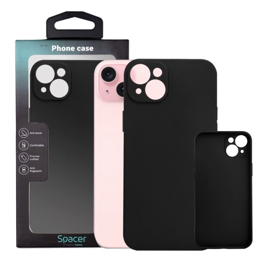 Husa Iphone 15 Plus Spacer, grosime 1.5mm, material flexibil TPU, negru Husa Iphone 15 Plus Spacer, grosime 1.5mm, material flexibil TPU, negru