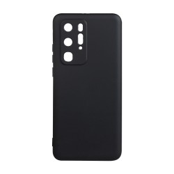Husa Huawei telefon P 40 Pro, negru, tip back cover, material flexibil silicon + interior cu microfibra, 