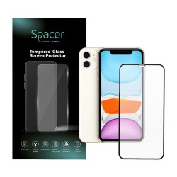 FOLIE STICLA  Spacer pentru Iphone 11 si Iphone XR, grosime 0.3mm, acoperire totala ecran, strat special anti-ulei si anti-amprenta, Tempered Glass, sticla 9D, duritate 9H 