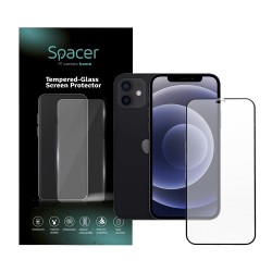 FOLIE STICLA  Spacer pentru Iphone 12 si 12 Pro, grosime 0.3mm, acoperire totala ecran, strat special anti-ulei si anti-amprenta, Tempered Glass, sticla 9D, duritate 9H 