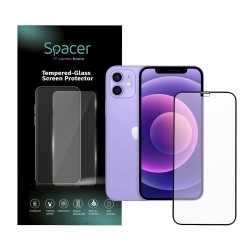 FOLIE STICLA  Spacer pentru Iphone 12 Mini, grosime 0.3mm, acoperire totala ecran, strat special anti-ulei si anti-amprenta, Tempered Glass, sticla 9D, duritate 9H 