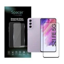 FOLIE STICLA  Spacer pentru Samsung Galaxy S21 FE, grosime 0.3mm, acoperire totala ecran, strat special anti-ulei si anti-amprenta, Tempered Glass, sticla 9D, duritate 9H 