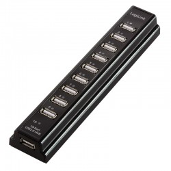 HUB extern LOGILINK, porturi USB: USB 2.0 x 10, conectare prin USB 2.0, alimentare retea 220 V, negru, 