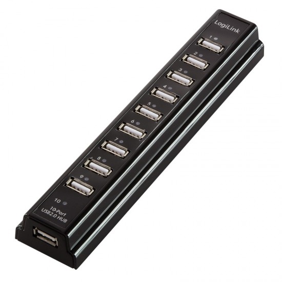 HUB extern LOGILINK, porturi USB: USB 2.0 x 10, conectare prin USB 2.0, alimentare retea 220 V, negru, HUB extern LOGILINK, porturi USB: USB 2.0 x 10, conectare prin USB 2.0, alimentare retea 220 V, negru,