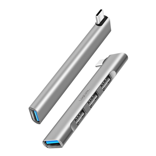 HUB extern LOGILINK, porturi USB: USB-A 3.0 x 1 + USB-A 2.0 x 3, conectare prin USB-C, aluminiu, gri, HUB extern LOGILINK, porturi USB: USB-A 3.0 x 1 + USB-A 2.0 x 3, conectare prin USB-C, aluminiu, gri,