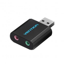 PLACA de SUNET Vention, extern, 2.1, interfata USB 2.0 (T) la 2x 3.5mm Jack (M), negru, 