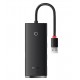 HUB extern Baseus Lite, porturi USB: USB 3.0 x 4, conectare prin USB 3.0, lungime 1m, negru, HUB extern Baseus Lite, porturi USB: USB 3.0 x 4, conectare prin USB 3.0, lungime 1m, negru,