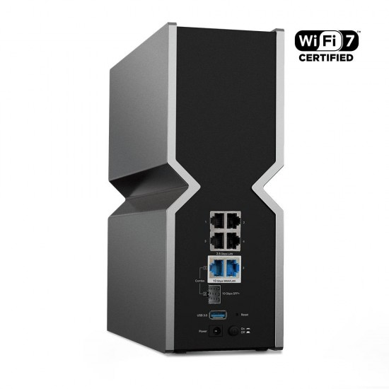 ROUTER TP-LINK wireless BE800 viteze Wi-Fi 7 Dual-Band de pana la 19000 Mbps 1× port WAN/LAN de 10Gbps, 1× port combo SFP+/RJ45 WAN/LAN de 10 Gbps si 4× porturi LAN de 2.5 Gbps, 2.4 Ghz/5/6 Ghz dual band, WI-FI 7 