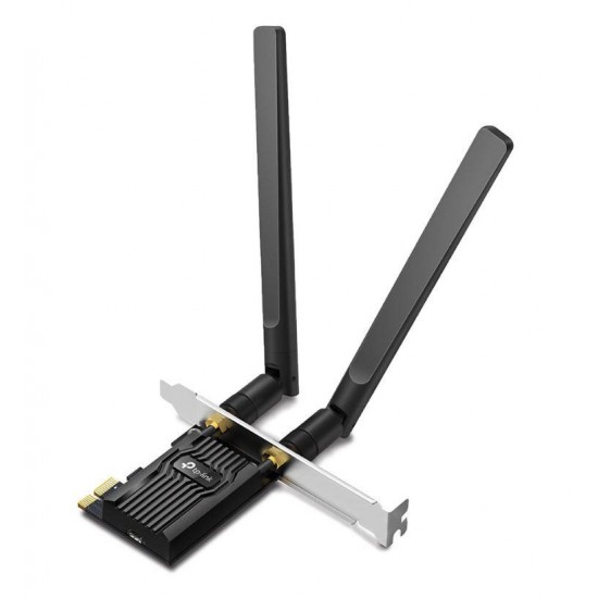 ADAPTOR RETEA TP-LINK AX1800, extern wireless 2.4 GHz | 5 GHz, PCI-E port, 1800 Mbps, WI-FI 6 si Bluetooth 5.2, antena externa x 2, 