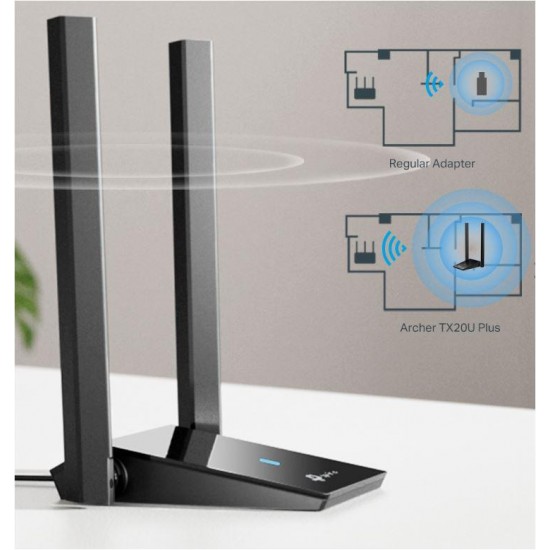 ADAPTOR RETEA TP-LINK AX1800, extern wireless 2.4 GHz | 5 GHz, USB 3.0, port, 1800 Mbps, antena externa x 2 High Gain, 