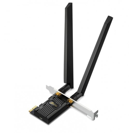 ADAPTOR RETEA TP-LINK AXE5400, extern wireless 2.4 GHz | 5 GHz | 6 Ghz, PCI-E port, 5400 Mbps, WI-FI 6E si Bluetooth 5.3, antena externa x 2, ADAPTOR RETEA TP-LINK AXE5400, extern wireless 2.4 GHz | 5 GHz | 6 Ghz, PCI-E port, 5400 Mbps, WI-FI 6E si Bluetooth 5.3, antena externa x 2,
