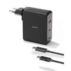 Alimentator retea Aukey, PA-B7O BK, 140W, fast charge, 2 x USB-C, 1 x USB-A, negru, 