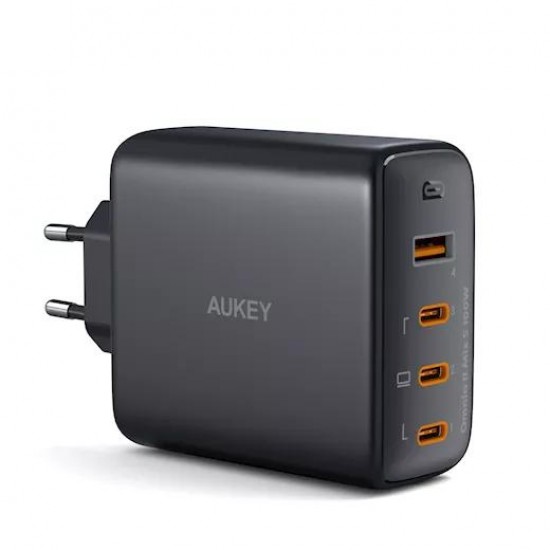 Alimentator retea Aukey, PA-B7S BK, 100W, fast charge, 3 x USB-C, 1 x USB-A, negru, 