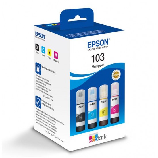 Combo-Pack Original Epson CMYK, nr.103, pentru L1110|L3110|L3110|L3150|L3151|L3156|L3160|L5190|L3210|L3250|L3260140ml,3x65ml, incl.TV 0.15 RON, 