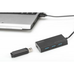 DIGITUS DA-70240-1 DIGITUS Hub 4-port USB 3.0 SuperSpeed, Power Supply, HQ aluminum 