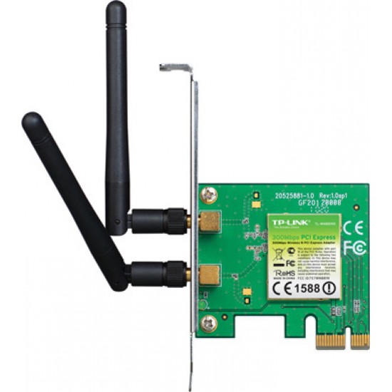 PLACA RETEA TP-LINK , intern wireless 2.4 GHz, PCI-E, port, 300 Mbps, antena externa detasabila x 2, PLACA RETEA TP-LINK , intern wireless 2.4 GHz, PCI-E, port, 300 Mbps, antena externa detasabila x 2,