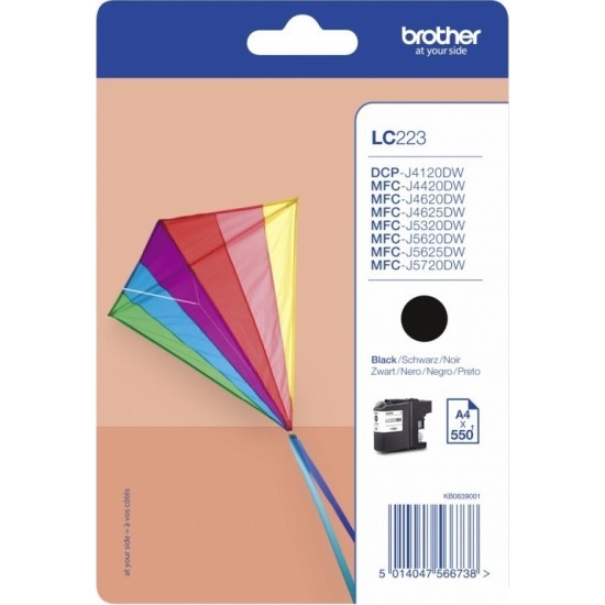 Cartus Cerneala Original Brother Black, LC223BK, pentru DCP-J4120|MFC-J4420|J4620|J5320|J5620|J5720, 550, (timbru verde 0.15 lei), 