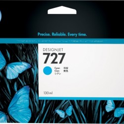 Cartus Cerneala Original HP Cyan, nr.727, pentru DesignJet T1500|T1530|T2500|T2530|T920, 130ml, (timbru verde 0.15 lei), 