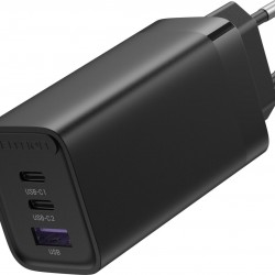 Alimentator retea Vention 65W, 2 x USB Type-C, 1 x USB, 5V/3A, PD 3.0, QC 3.0, QC 4.0, negru, 