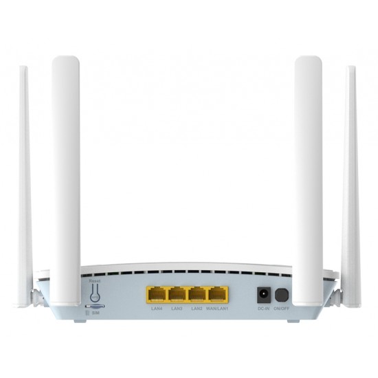 ROUTER D-Link 4G LTE AX1500 Wi-Fi 6, 1 x nano SIM Card slot, 1 x Gigabit Ethernet WAN/LAN, 3 x Gigabit Ethernet LAN,  4 antene externe, dual band 2.4/5 GHz, Wi-Fi 6, alb 