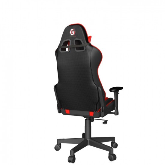 SCAUN GAMING GEMBIRD, ergonomic, reglabil inaltime, rotatie 360 gr, black & red, brate ajustabile, greutate max. 136kg, perna tetiera, perna lombara, dimensiuni 52*80*125~133.5cm 