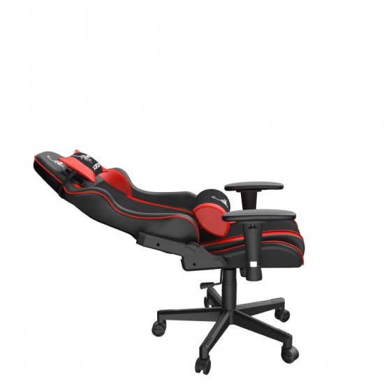 SCAUN GAMING GEMBIRD, ergonomic, reglabil inaltime, rotatie 360 gr, black & red, brate ajustabile, greutate max. 136kg, perna tetiera, perna lombara, dimensiuni 52*80*125~133.5cm 