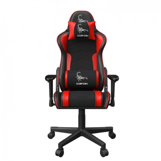 SCAUN GAMING GEMBIRD, ergonomic, reglabil inaltime, rotatie 360 gr, black & red, brate ajustabile, greutate max. 136kg, perna tetiera, perna lombara, dimensiuni 52*80*125~133.5cm 