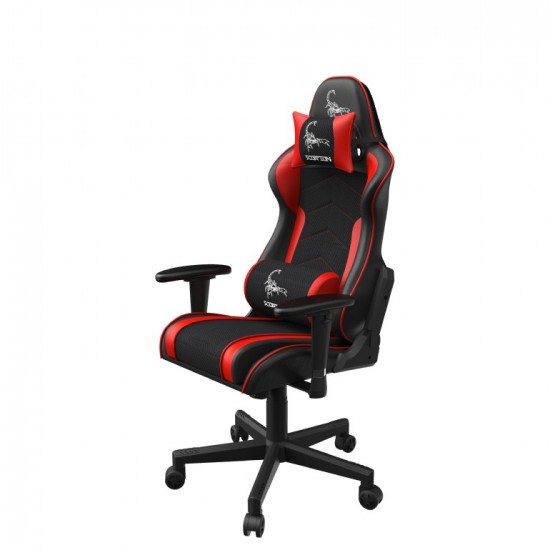 SCAUN GAMING GEMBIRD, ergonomic, reglabil inaltime, rotatie 360 gr, black & red, brate ajustabile, greutate max. 136kg, perna tetiera, perna lombara, dimensiuni 52*80*125~133.5cm 