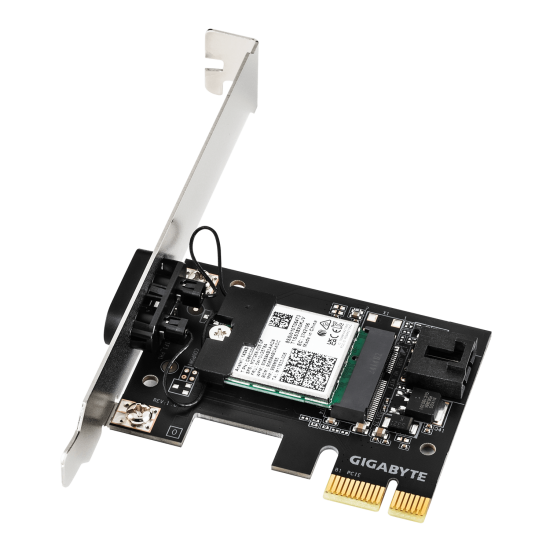 Adaptor wireless GIGABYTE Placa de retea Wireless GC-WFAX210, Wi-Fi 6E, Bluetooth 5.2, PCIe Adaptor wireless GIGABYTE Placa de retea Wireless GC-WFAX210, Wi-Fi 6E, Bluetooth 5.2, PCIe