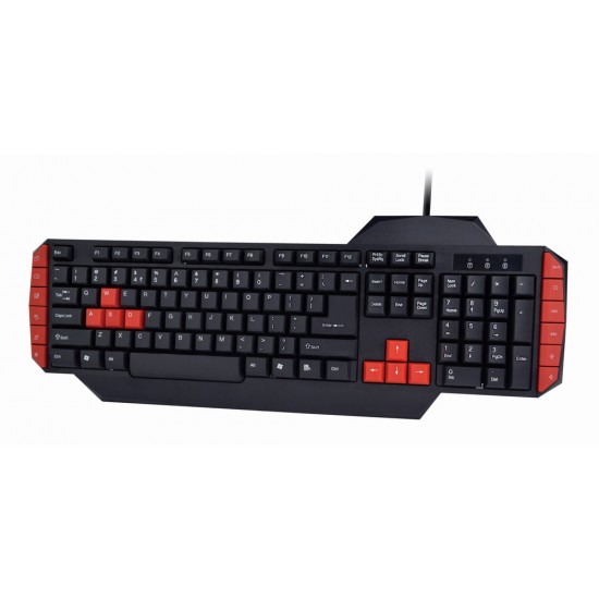 KIT 4-in-1 GEMBIRD, gaming, cu fir, tastatura 104 taste (+ 8 taste multimedia) + mouse 2400dpi 4 butoane + casti cu mic 2x3.5
