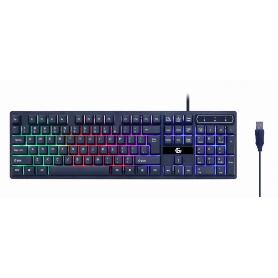 KIT 4-in-1 GEMBIRD, gaming, cu fir, tastatura 104 taste + mouse 2400dpi 6 butoane + casti cu mic 2x3.5