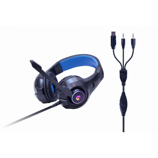 KIT 4-in-1 GEMBIRD, gaming, cu fir, tastatura 104 taste + mouse 2400dpi 6 butoane + casti cu mic 2x3.5