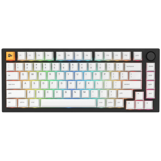 Glorious Tastatura mecanica GMMK PRO 75% Pre-built, USB-C, Fox Linear Switch, Layout US, Negru/Alb 