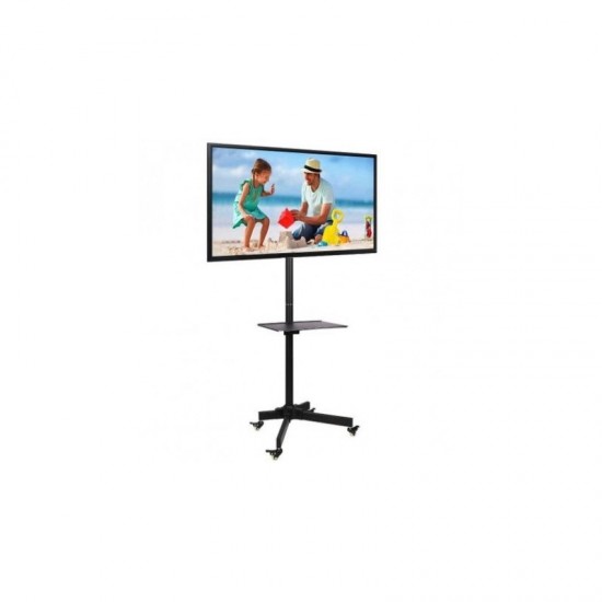 Stand TV mobil + raft DVD, reglabl, 23-55 inch, VESA 400x400, 25kg, negru, Techly ICA-TR21 100730 