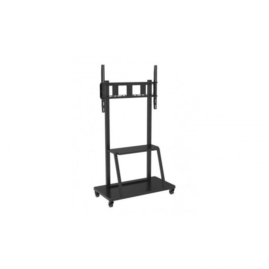 Stand TV pentru prezentare, mobil, multifuntional, baza dreptunghiulara cu roti 55-100 inch, reglabil inaltime, Negru 105575 