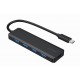 HUB extern GEMBIRD, porturi USB: USB-A 3.1 x 4, conectare prin USB Type-C, cablu 0.15 m, negru, 