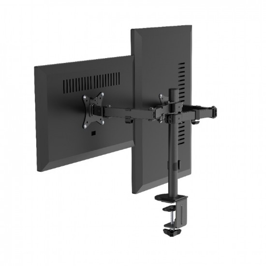 SUPORT de birou Gembird, pt 2 TV/monitor plat, diag. max 32 inch, rotatie, inclinare, pivotare, orizontal, vertical, max 2x9 kg, 