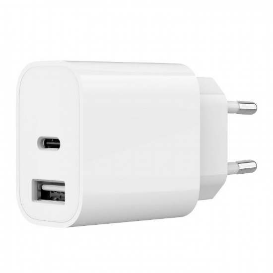 ALIMENTATOR retea 220V GEMBIRD, universal, 1 x USB Type-C 2.4A , 1 x USB-A maxim 2.4A, protectie: scurtcircuit, supraincarcare, alb, 
