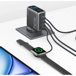 Alimentator retea Anker, 140W, fast charge, 3 x USB-C, 1 x USB-A, incarcare simultana 2 porturi 140W, afisaj LED, PD, gri, 