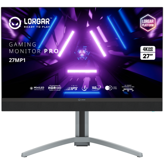 LORGAR 27MP1, UHD MiniLED Gaming Monitor Pro, 27 (3840*2160) fast IPS flat monitor, black/milky grey 