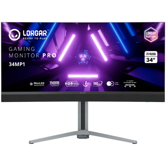 LORGAR 34MP1, UWQHD MiniLED Gaming Monitor Pro, 34 (3440*1440) VA curve monitor, black/milky grey 